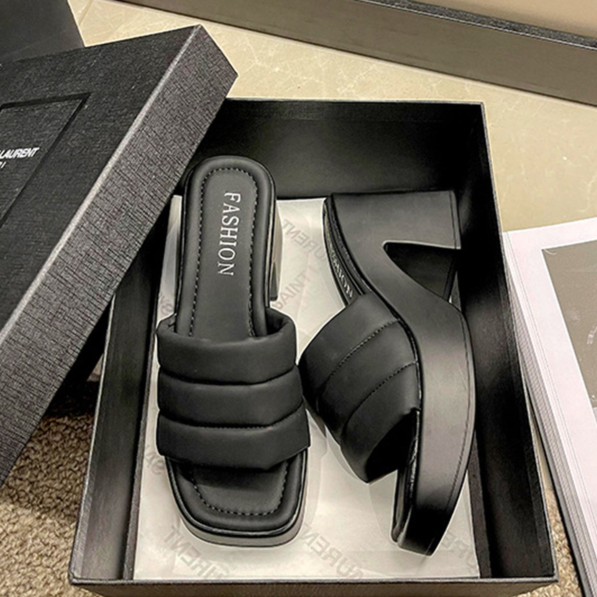 Open Toe Block Heel Sandals - Luminous Bear Shop