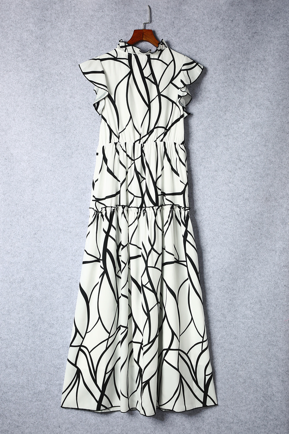Ruffled Printed Surplice Cap Sleeve Dress - Luminous Bear Shop