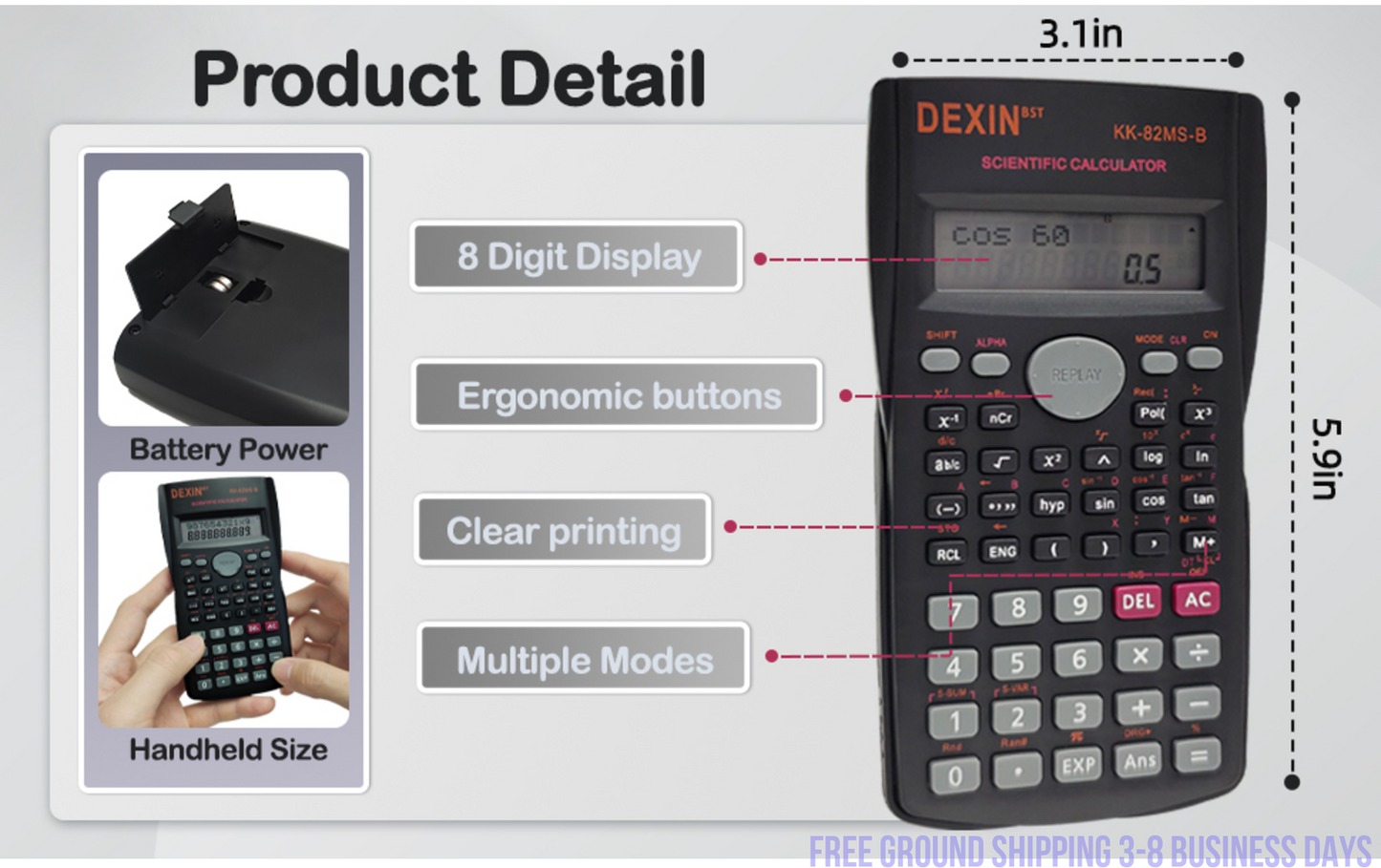 Dexin Advanced Mathematics Scientific Calculator Ships from USA