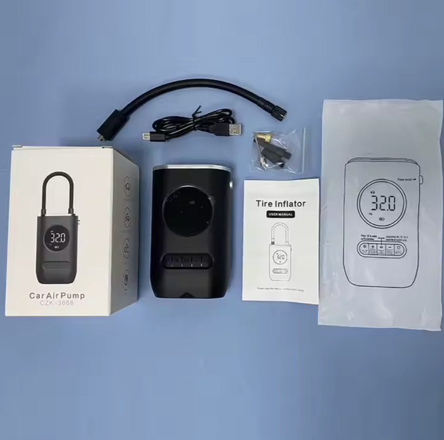 π Portable Wireless Digital Tire Inflator β Multifunctional Electric Air Pump for Cars, Motorcycles, Bikes & More (150 PSI | 2000mAh Dual Battery)