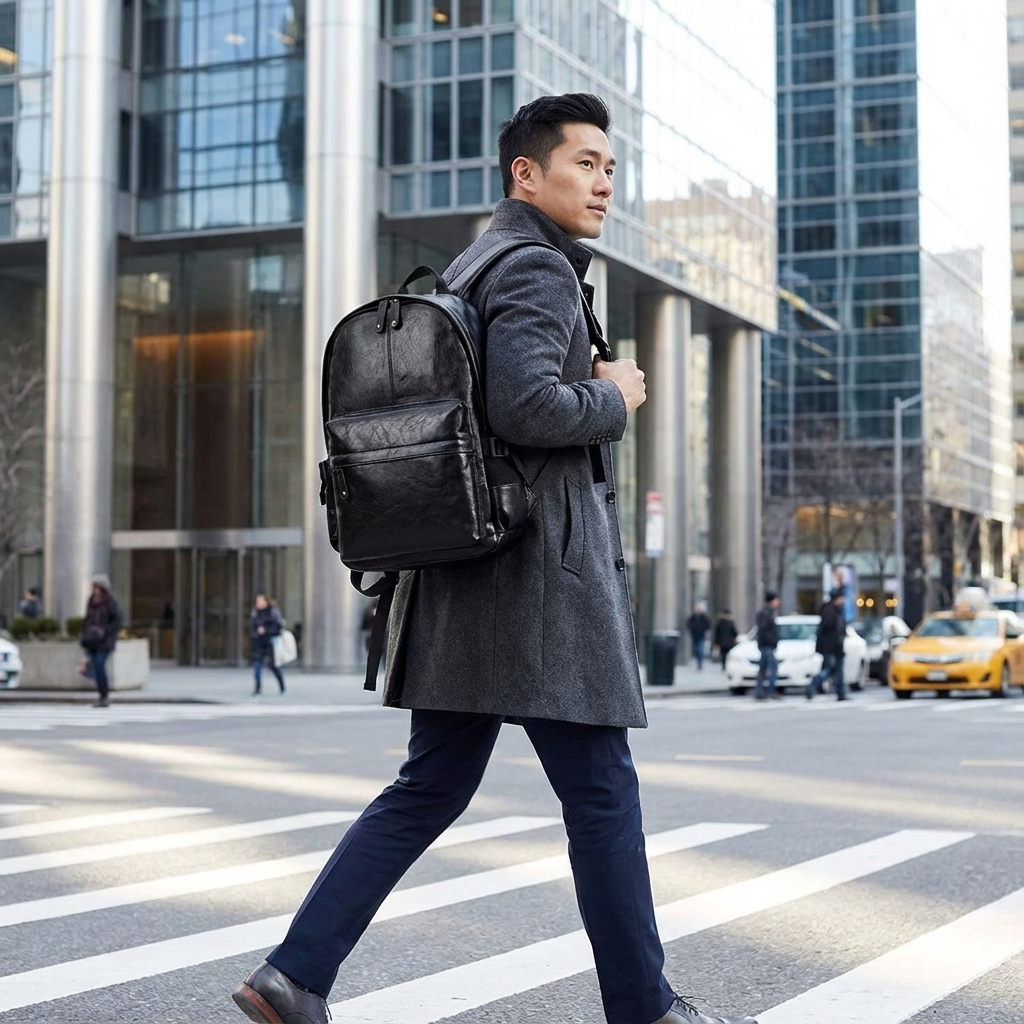 Leather Laptop Backpack – Scratch-Proof 15.6″ Carry