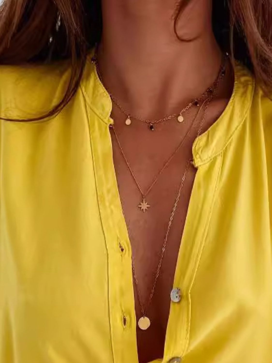 Half Button Notched Half Sleeve Blouse - Luminous Bear Shop