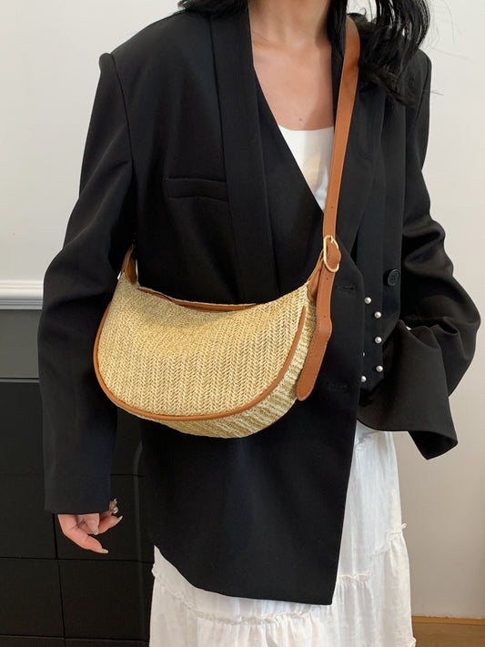 Straw Weave Adjustable Strap Shoulder Bag - Luminous Bear Shop