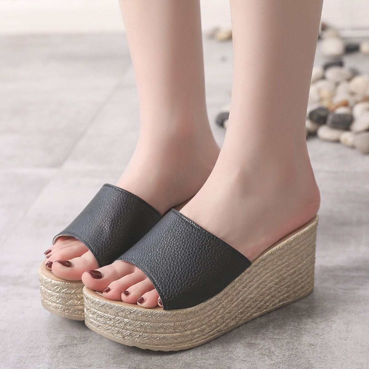 PU Leather Open Toe Sandals - Luminous Bear Shop