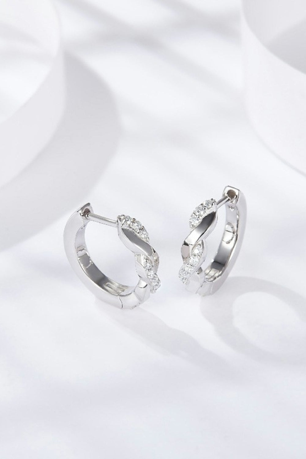 Moissanite Twisted Platinum-Plated Earrings - Luminous Bear Shop