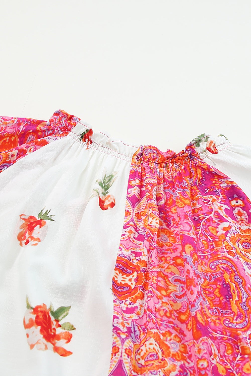 Printed V-Neck Short Sleeve Blouse - Luminous Bear Shop