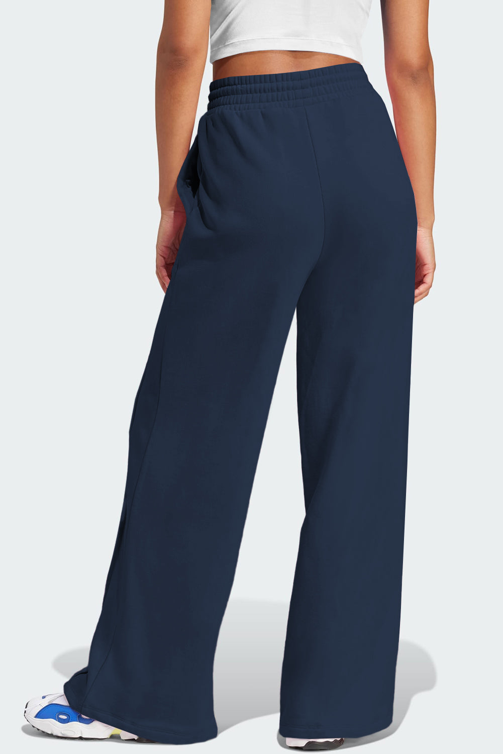 Front Striped Wide Leg Drawstring Sweatpants