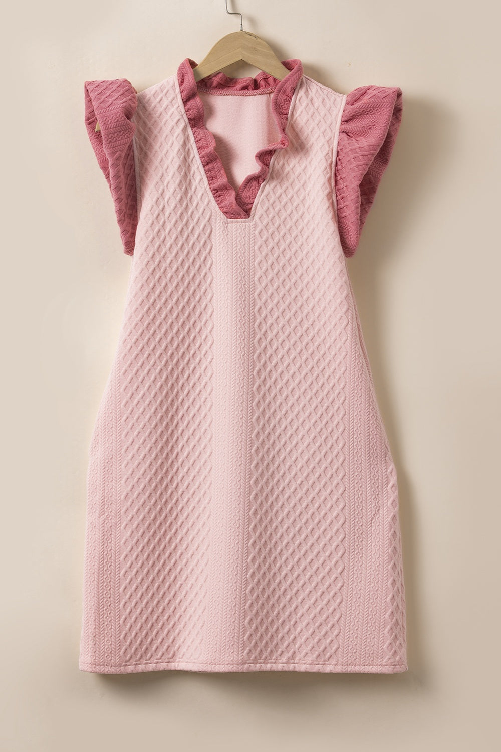Ruffled V-Neck Cap Sleeve Mini Dress - Luminous Bear Shop