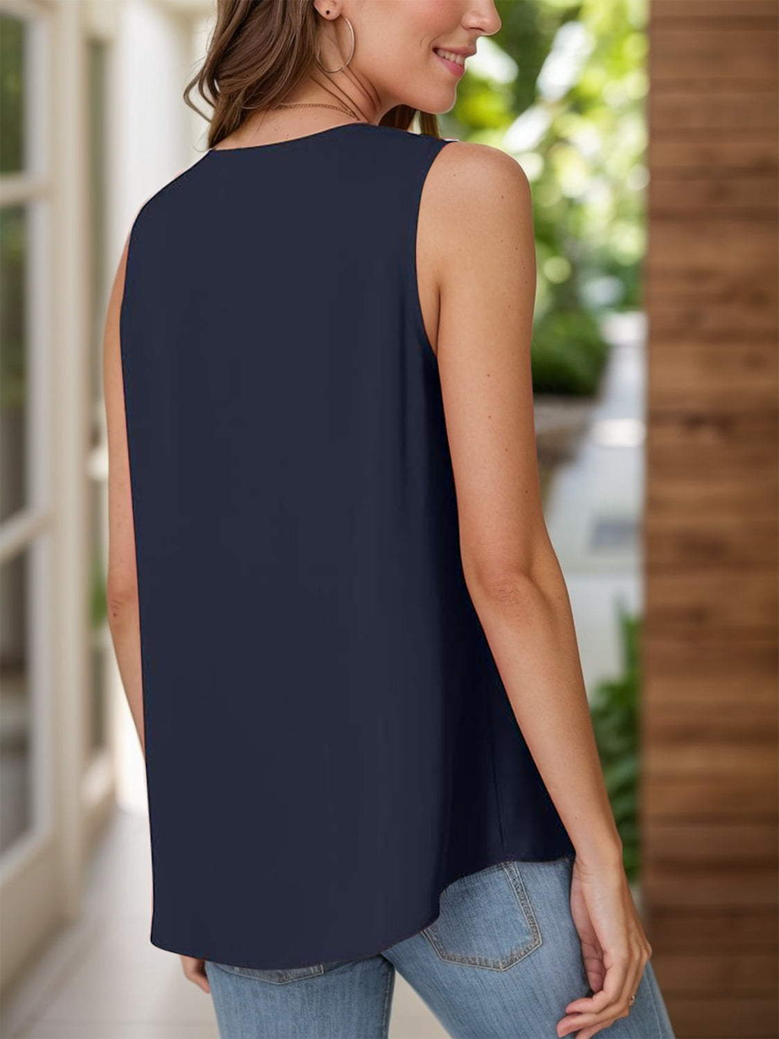 Full Size Ruched V-Neck Tank - Luminous Bear Shop