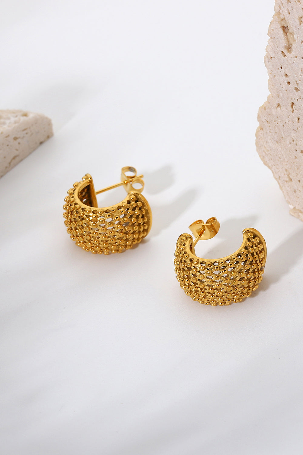 Mesh Half Hoop Earrings - Luminous Bear Shop