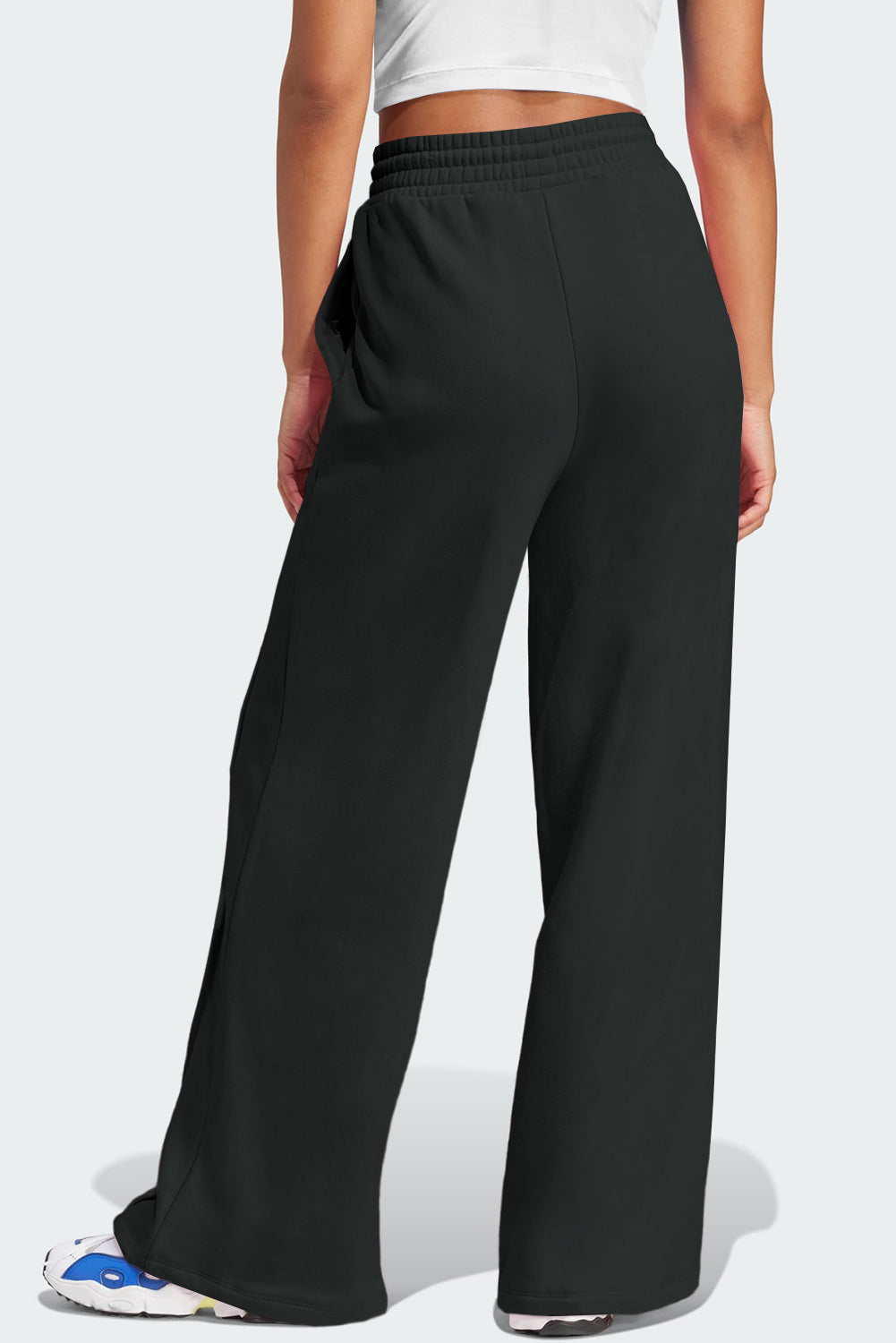 Front Striped Wide Leg Drawstring Sweatpants