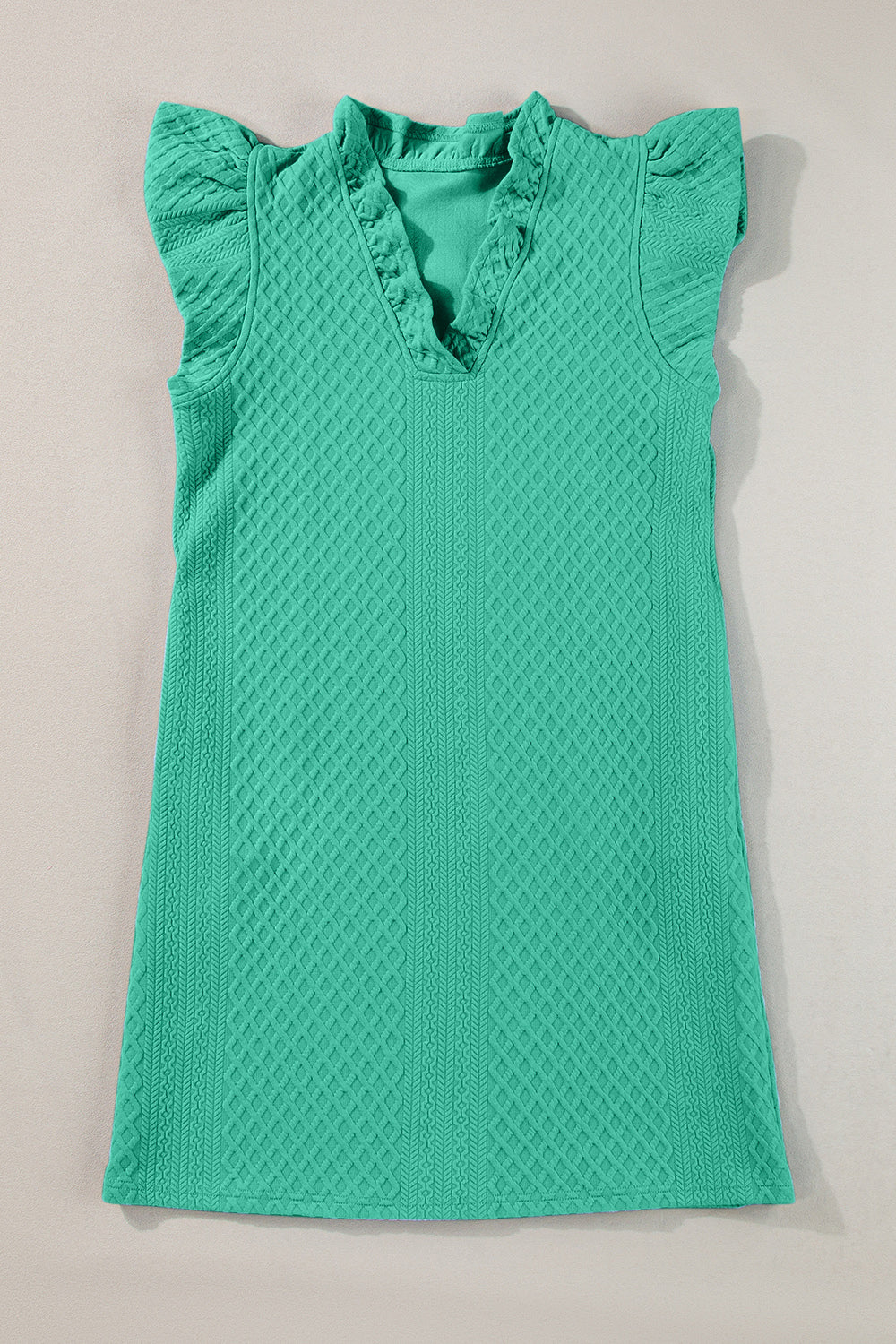 Ruffled V-Neck Cap Sleeve Mini Dress - Luminous Bear Shop