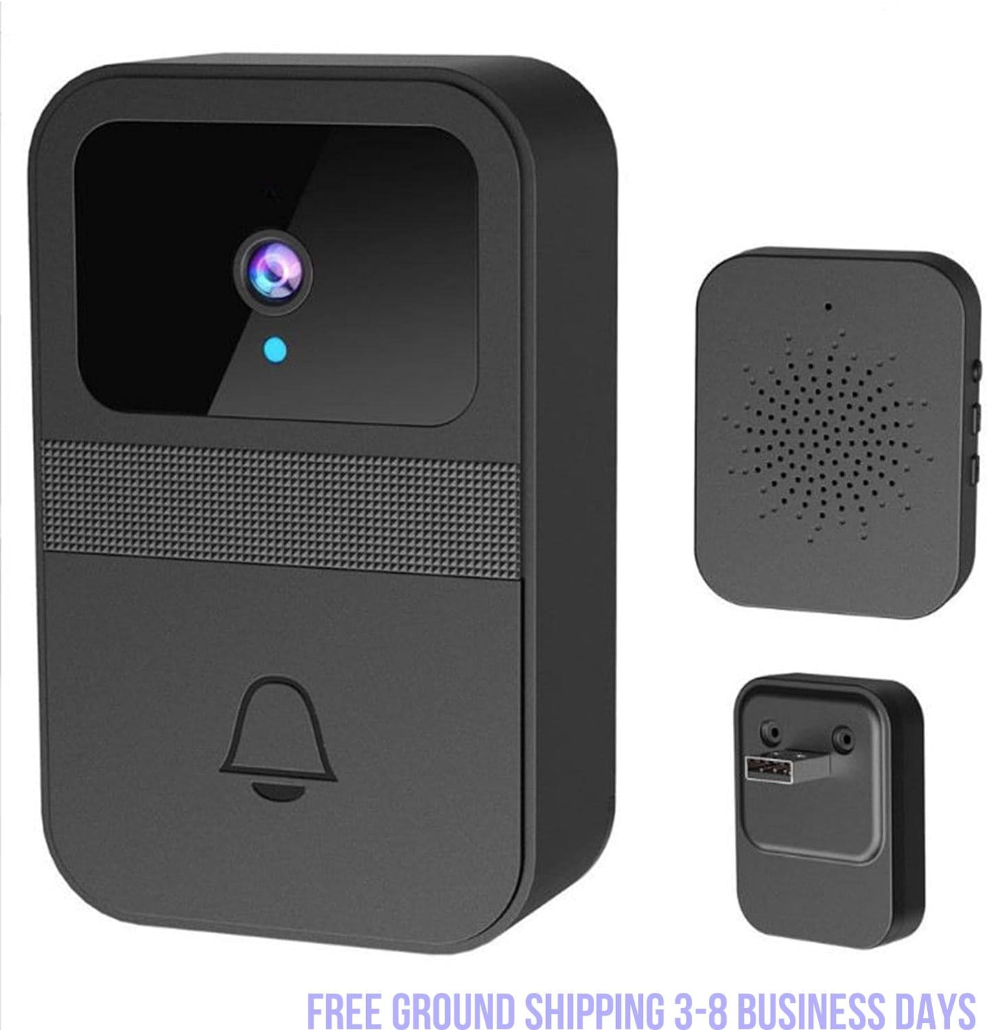 Wireless Video Doorbell Camera with Intercom – Smart Visual Doorbell, 640x480 HD, Loop Recording, Battery Powered