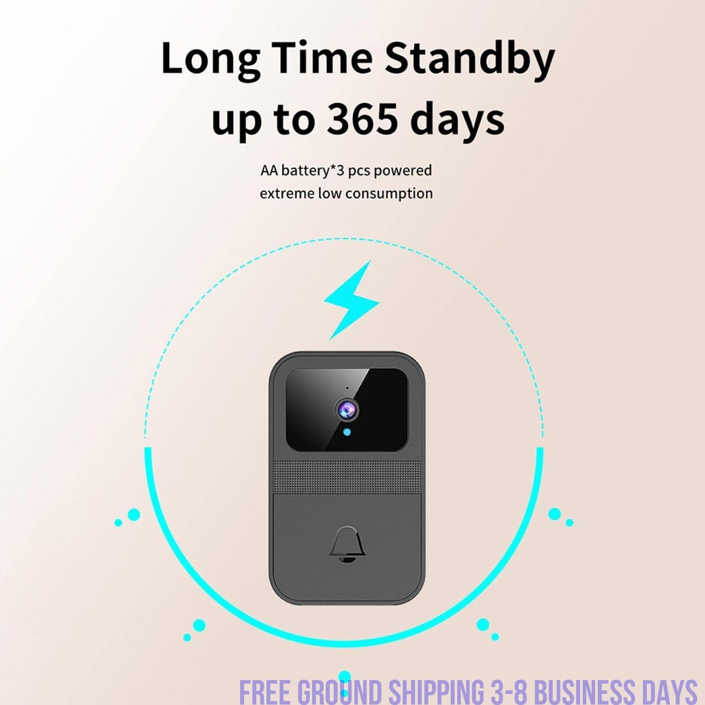 Wireless Video Doorbell Camera with Intercom – Smart Visual Doorbell, 640x480 HD, Loop Recording, Battery Powered