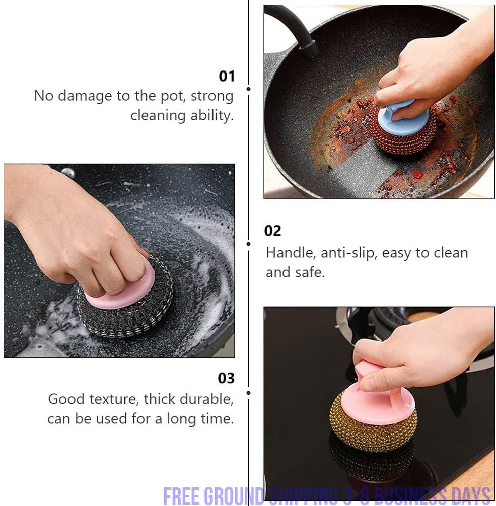 10pcs Cleaning Ball Brush Cleaning Brush Kitchen Cleaner Dish Brush Kitchen Scrubber Kitchen Helper Washing Brush Steel Wire Ball Scrubber Wire Brush Dish Towel Kitchen Accessory