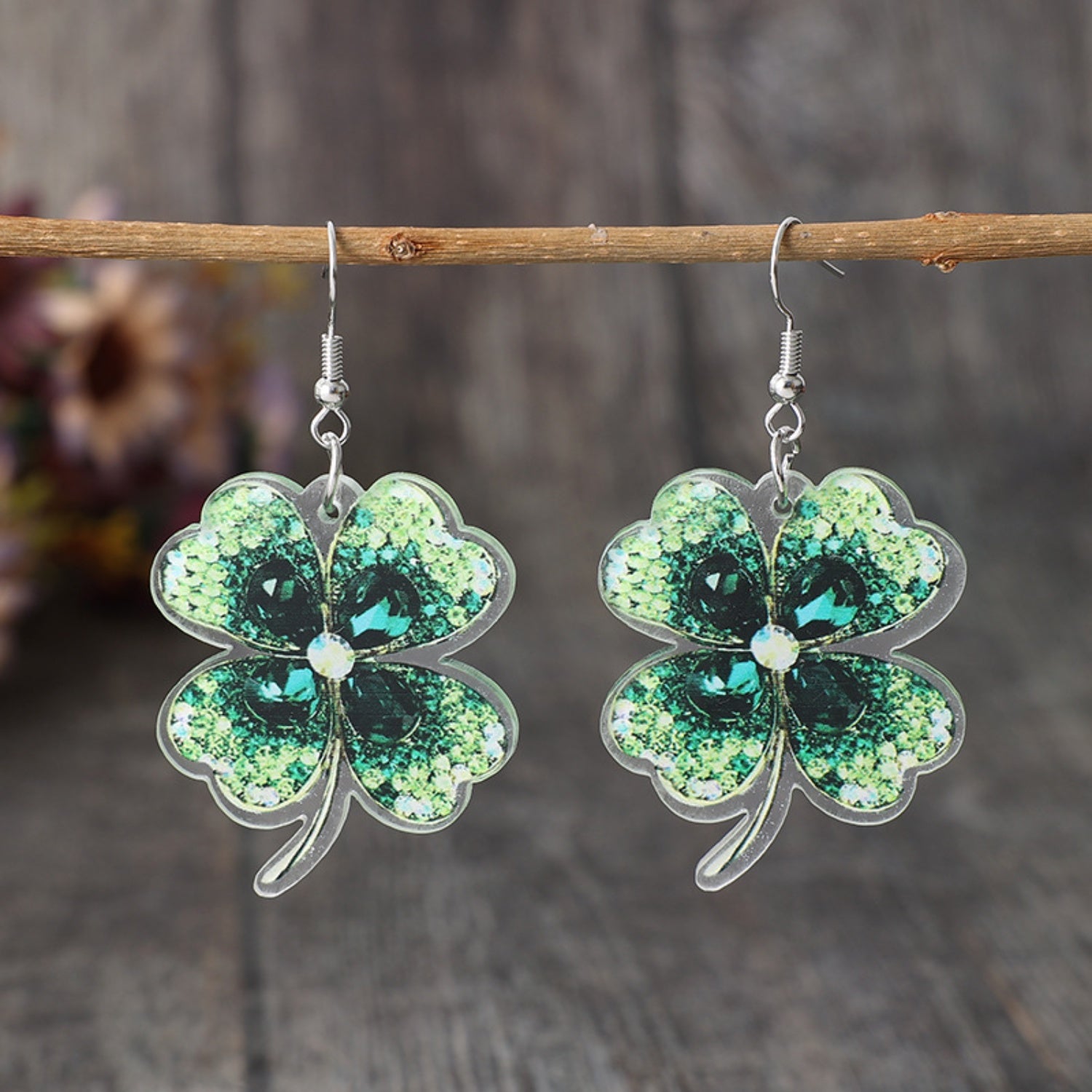 Lucky Clover Acrylic Dangle Earrings - Luminous Bear Shop