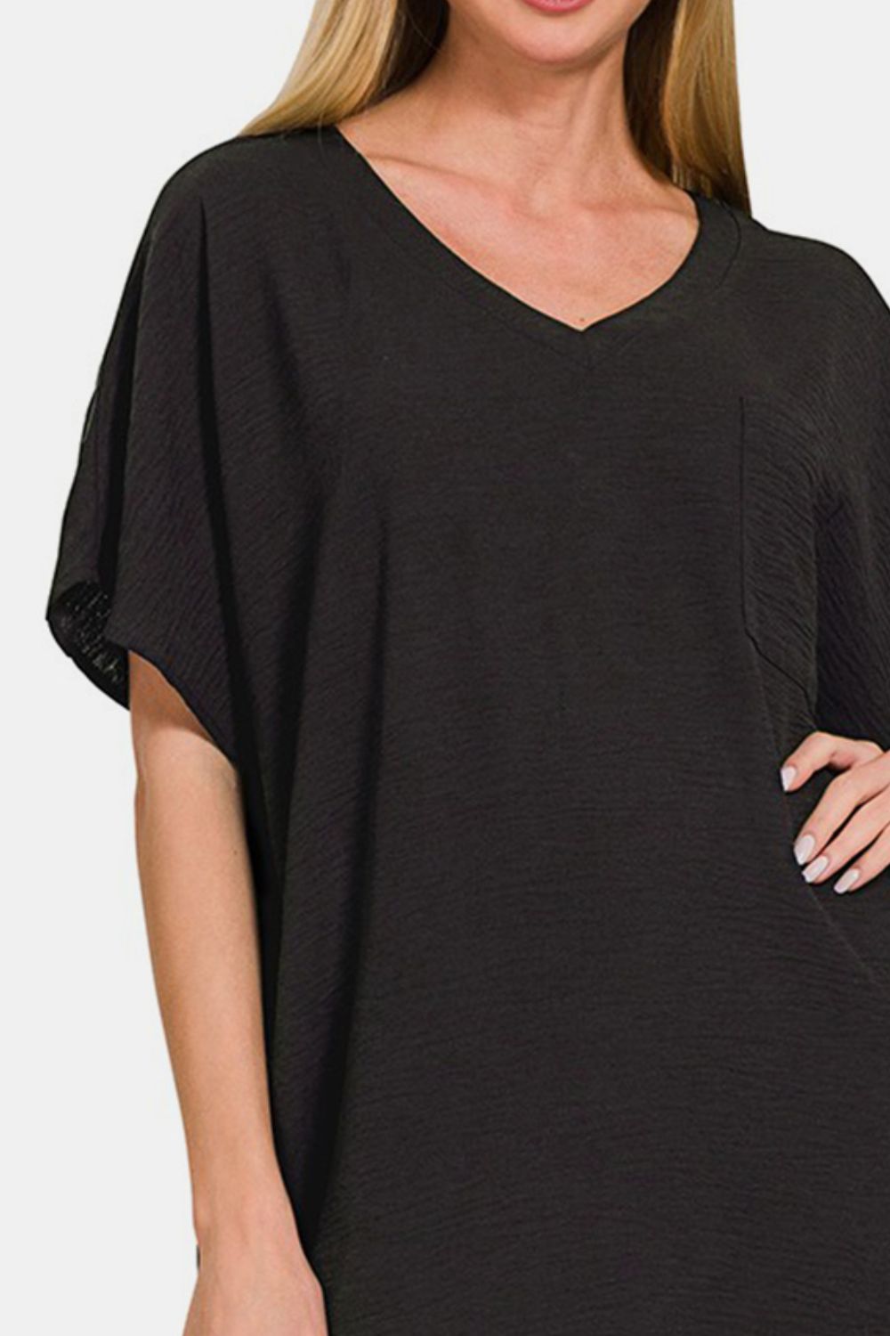 Zenana V-Neck Tee Dress with Pockets - Luminous Bear Shop