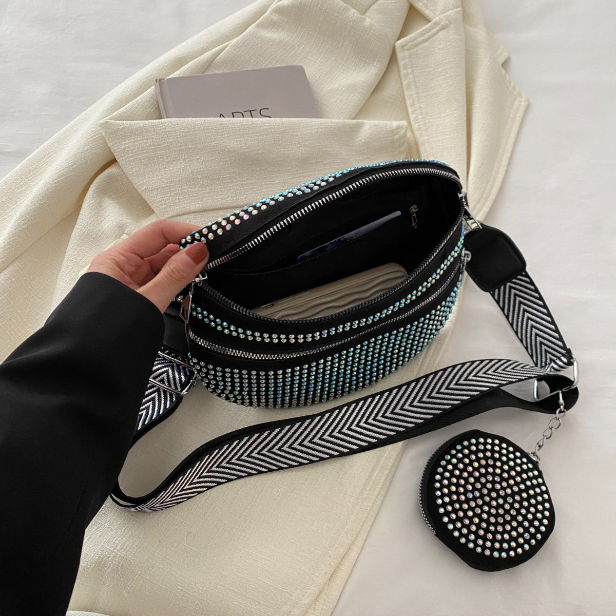 Studded Adjustable Strap Crossbody Bag - Luminous Bear Shop