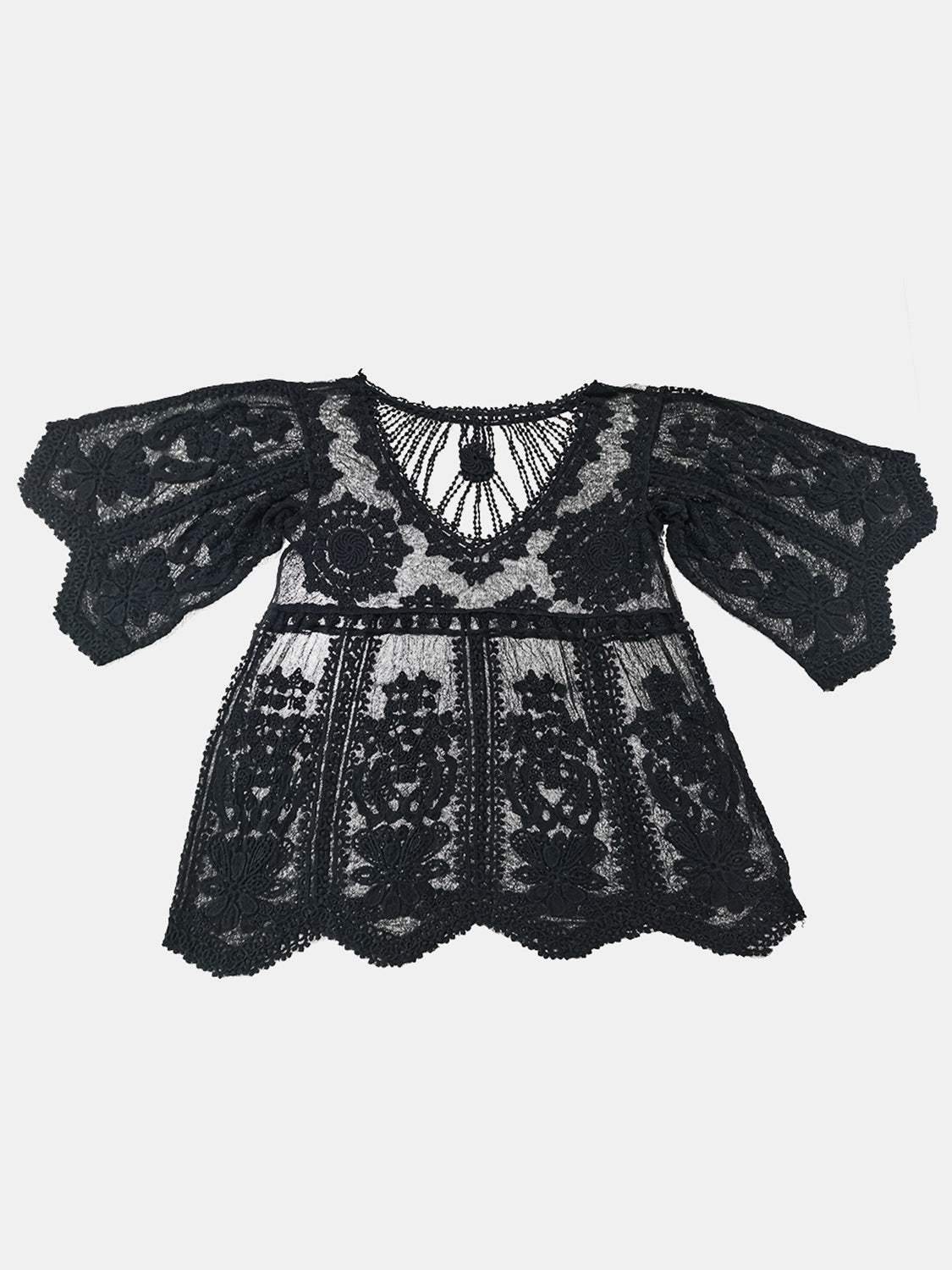 Delicate Lace Round Neck Cover-Up - Luminous Bear Shop