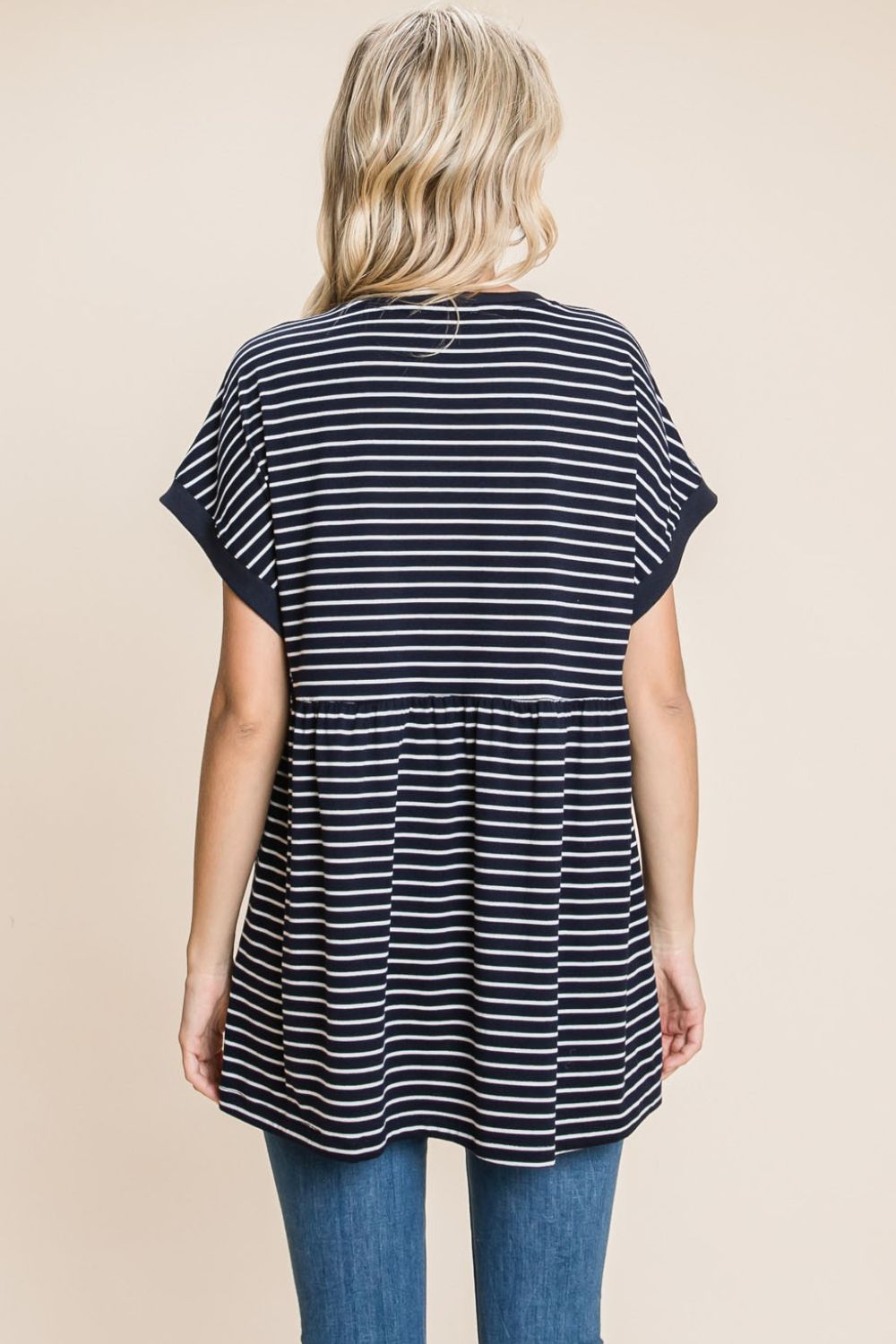 Cotton Bleu by Nu Label Striped Button Front Baby Doll Top - Luminous Bear Shop
