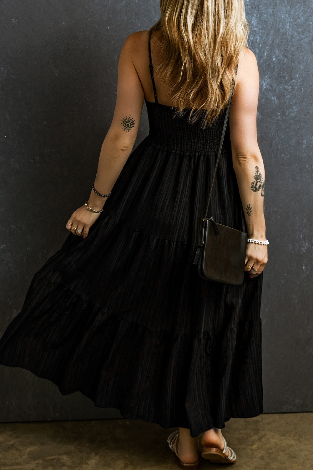 Smocked Tiered Spaghetti Strap Dress - Luminous Bear Shop