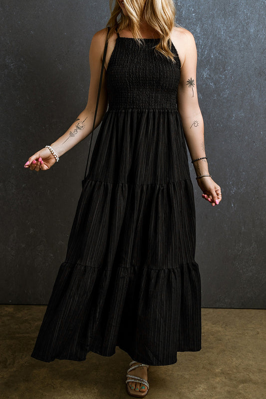 Smocked Tiered Spaghetti Strap Dress - Luminous Bear Shop