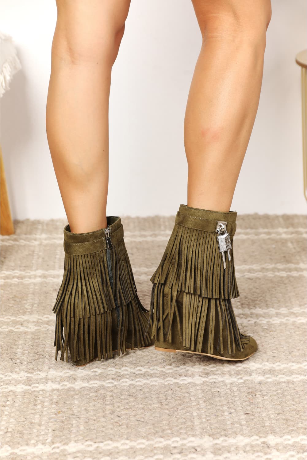 Legend Women's Tassel Wedge Heel Ankle Booties - Luminous Bear Shop
