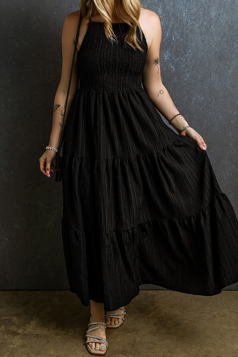 Smocked Tiered Spaghetti Strap Dress - Luminous Bear Shop