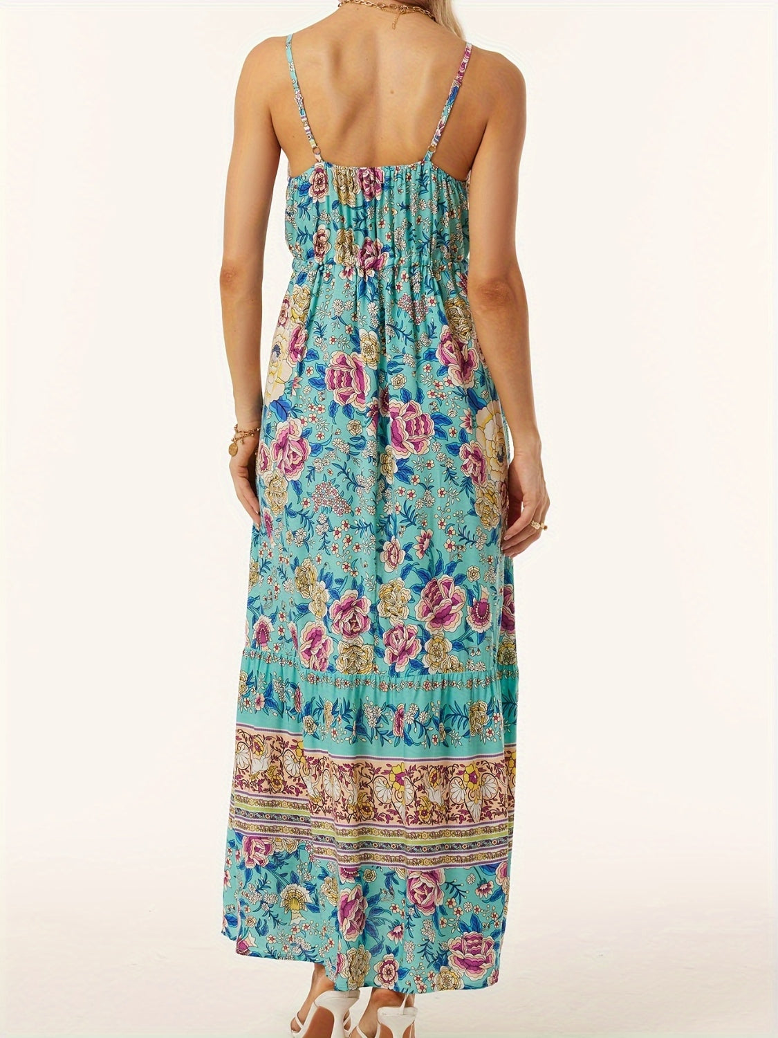 Printed Scoop Neck Midi Cami Dress - Luminous Bear Shop