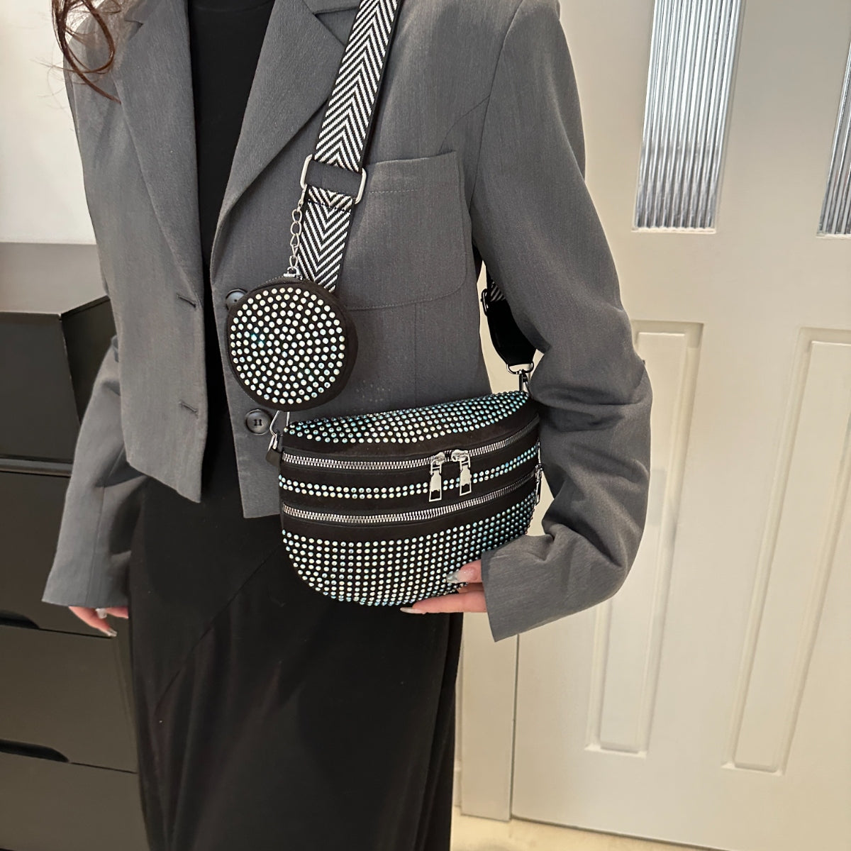 Studded Adjustable Strap Crossbody Bag - Luminous Bear Shop