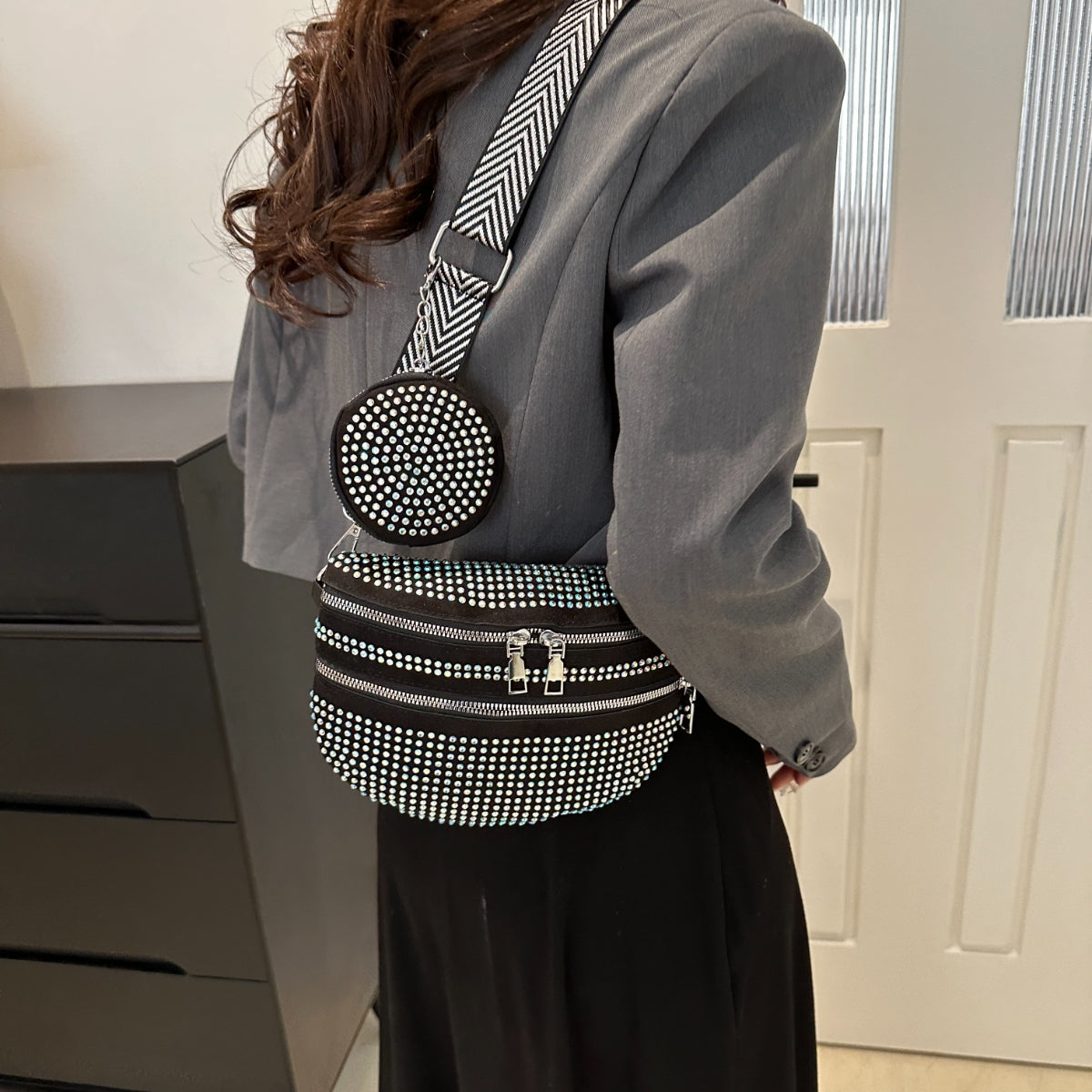 Studded Adjustable Strap Crossbody Bag - Luminous Bear Shop