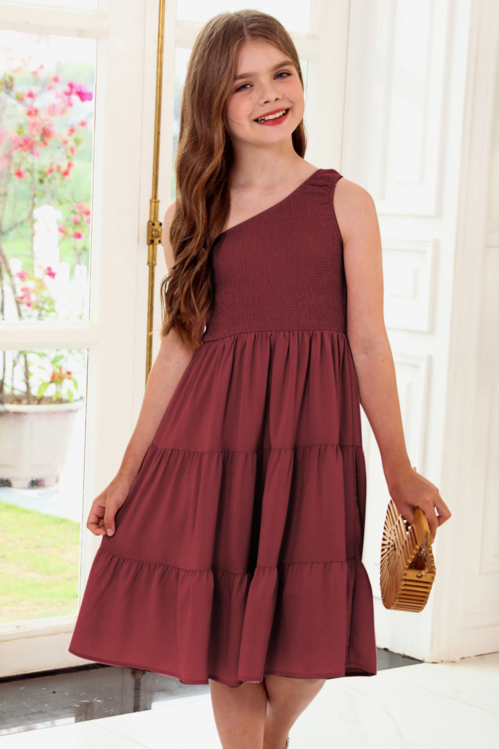 One-Shoulder Sleeveless Tiered Dress - Luminous Bear Shop