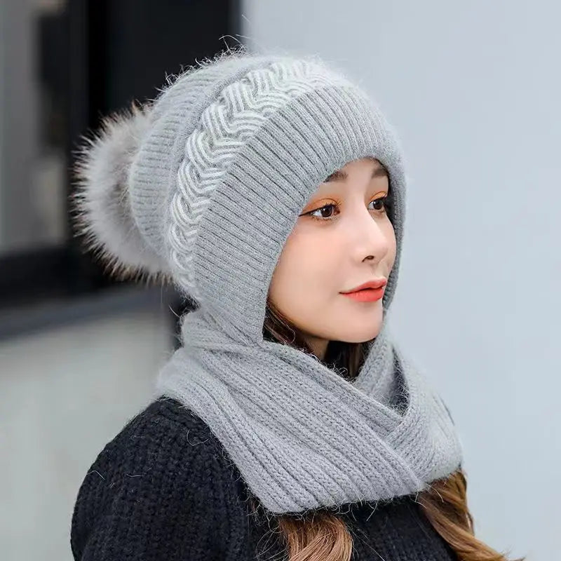 Winter Hat & Scarf Set for Women – Thick Knitted Beanie & Cozy Scarf