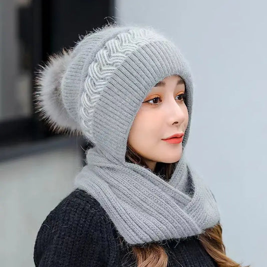 Winter Hat & Scarf Set for Women – Thick Knitted Beanie & Cozy Scarf