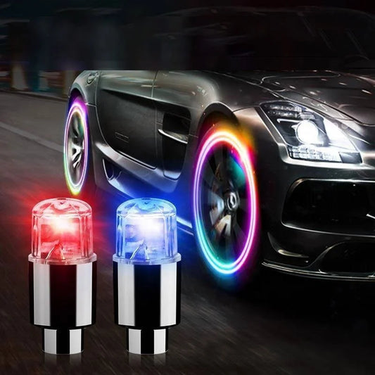 2PCS Car LED Wheel Lights – Tire Valve Cap Lamps for Rims & Hubs, Motion-Activated Decoration