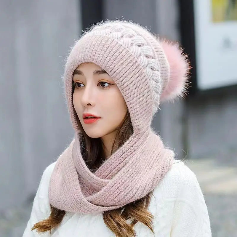 Winter Hat & Scarf Set for Women – Thick Knitted Beanie & Cozy Scarf