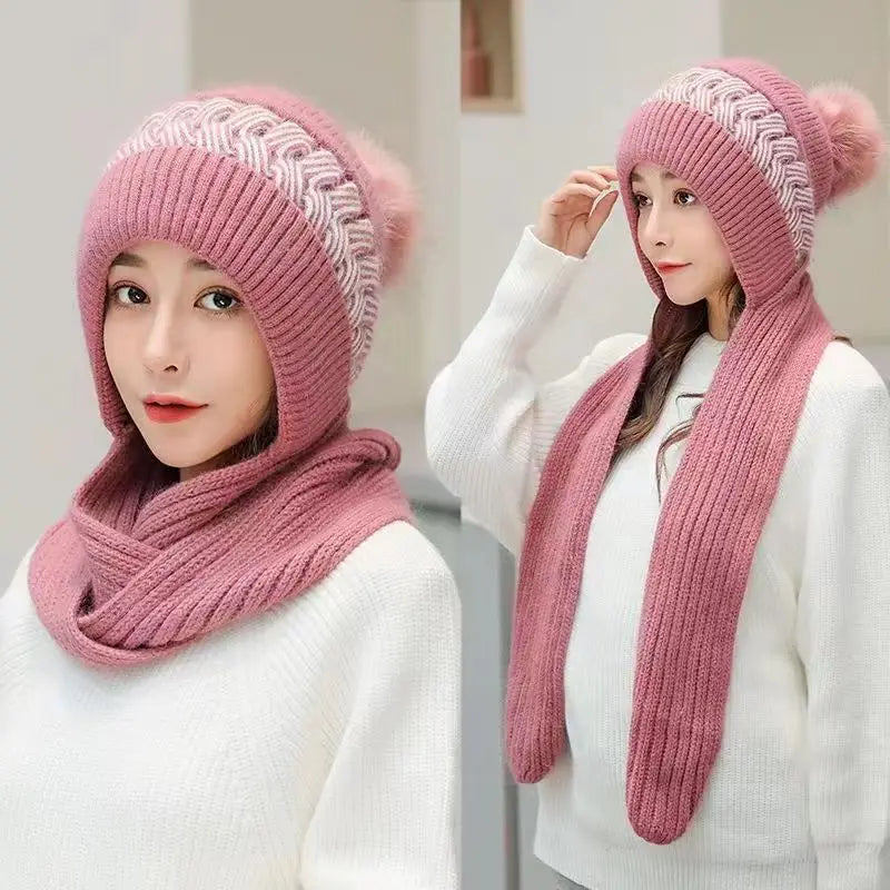 Winter Hat & Scarf Set for Women – Thick Knitted Beanie & Cozy Scarf