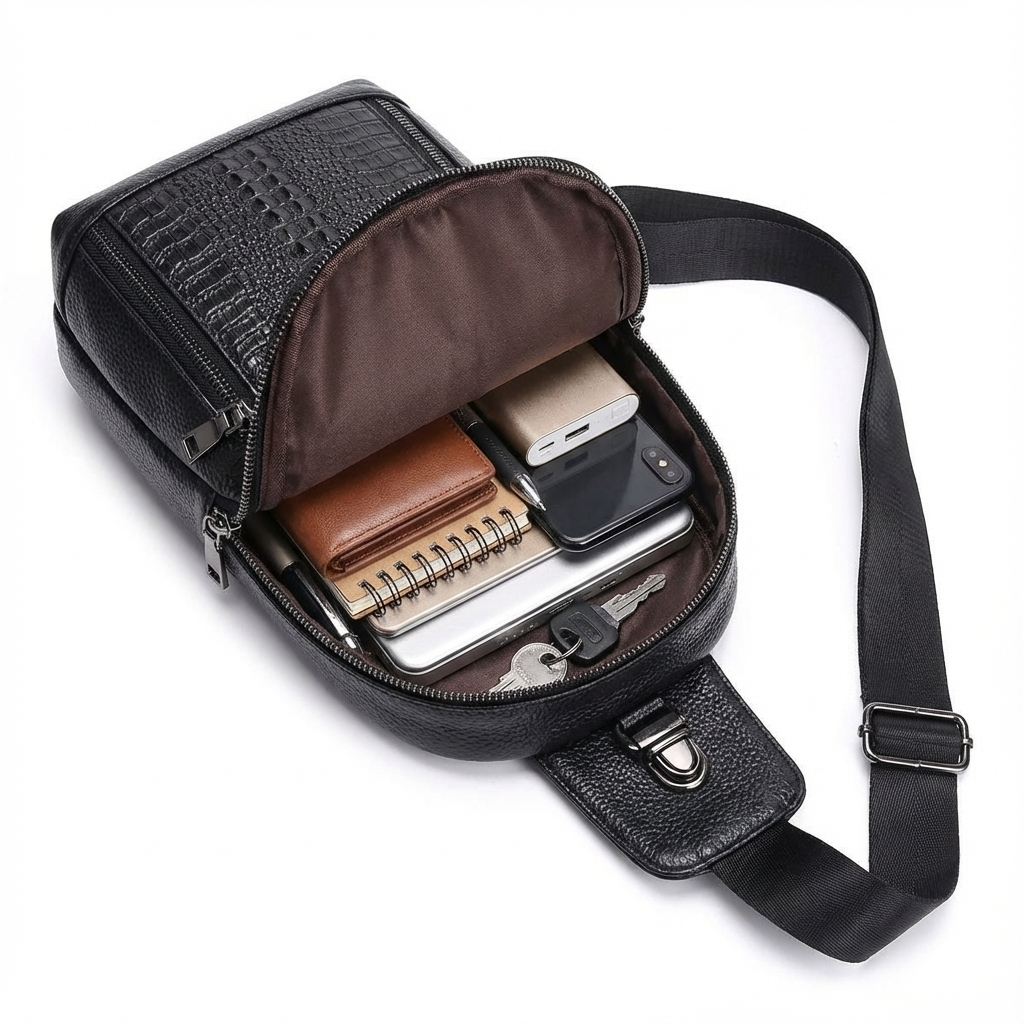 Crocodile Leather Sling Bag – Refined & Luxurious