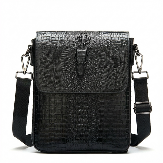 Crocodile Embossed Leather Sling Bag – Rugged & Refined