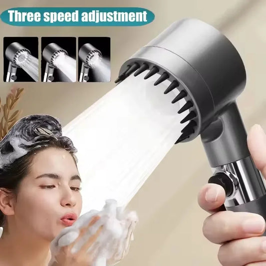 🚿 Three-Speed Adjustable Shower Head – Portable High-Pressure Shower Filter with Head Massage Function | Bathroom Accessories Essential