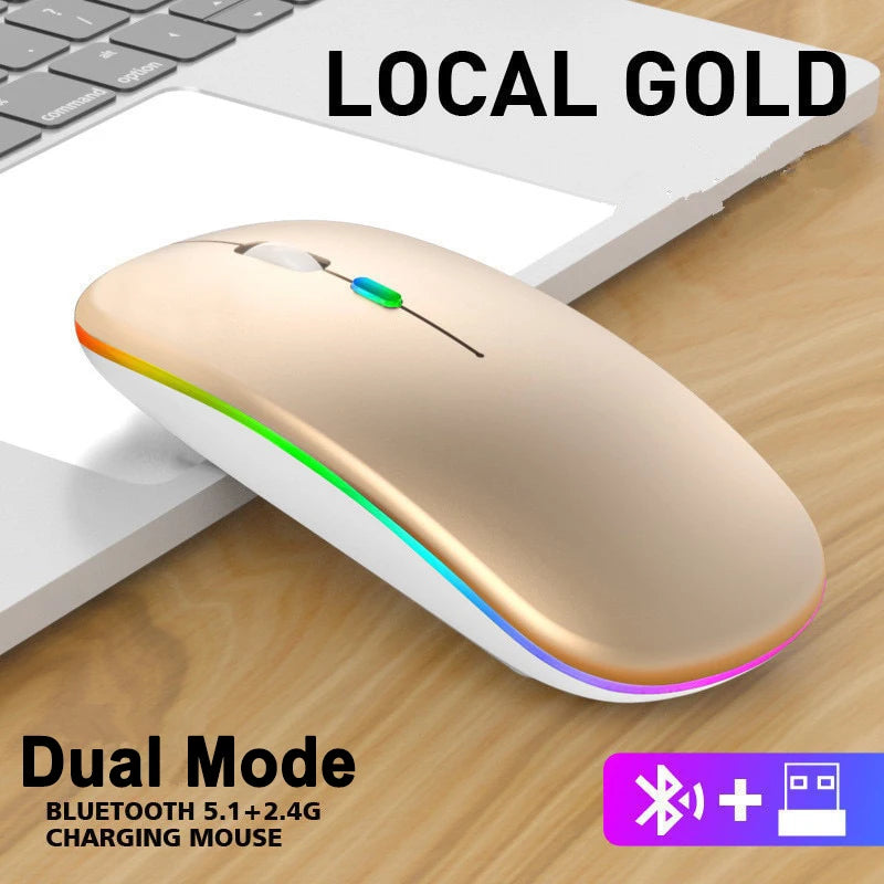 2.4G Wireless Mouse USB Rechargeable Bluetooth-compatible RGB Mouse Silent Ergonomic Mouse With Backlight For Laptop PC ipad