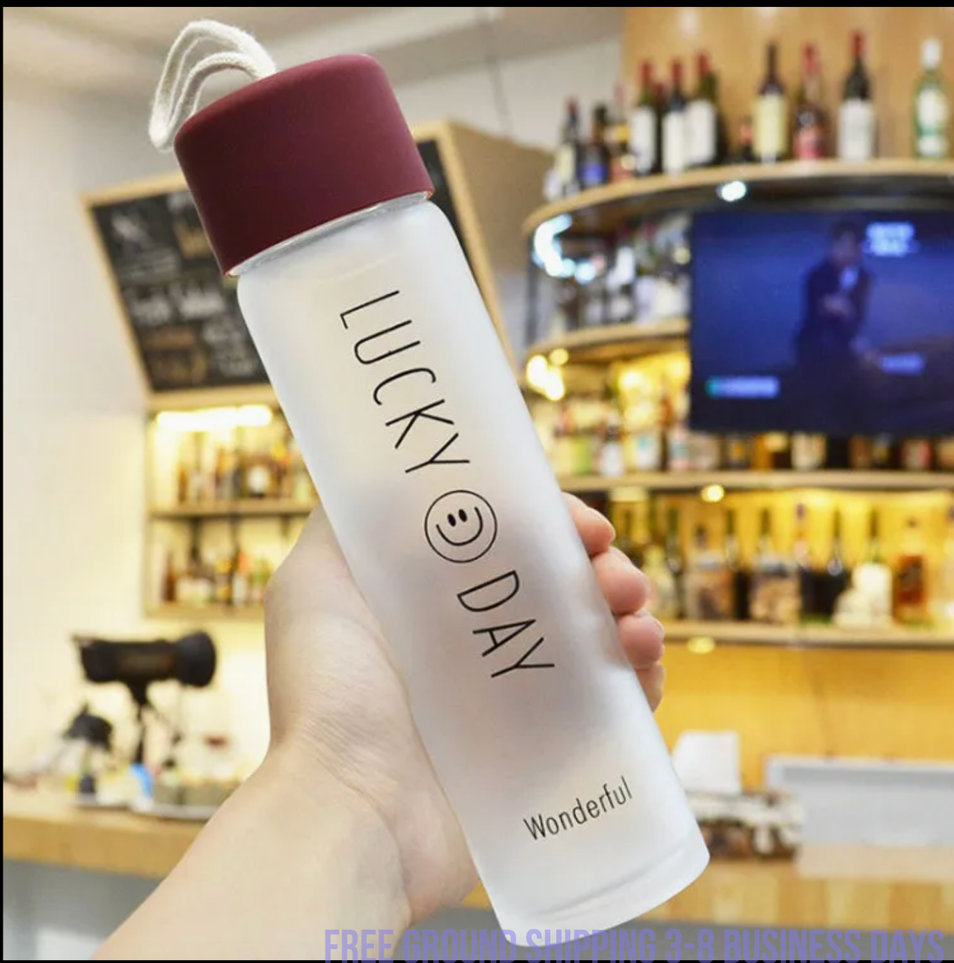 Set of 4  Glass Water Bottles – Cute Smiling Face Design, Stylish & Durable. Ship from USA