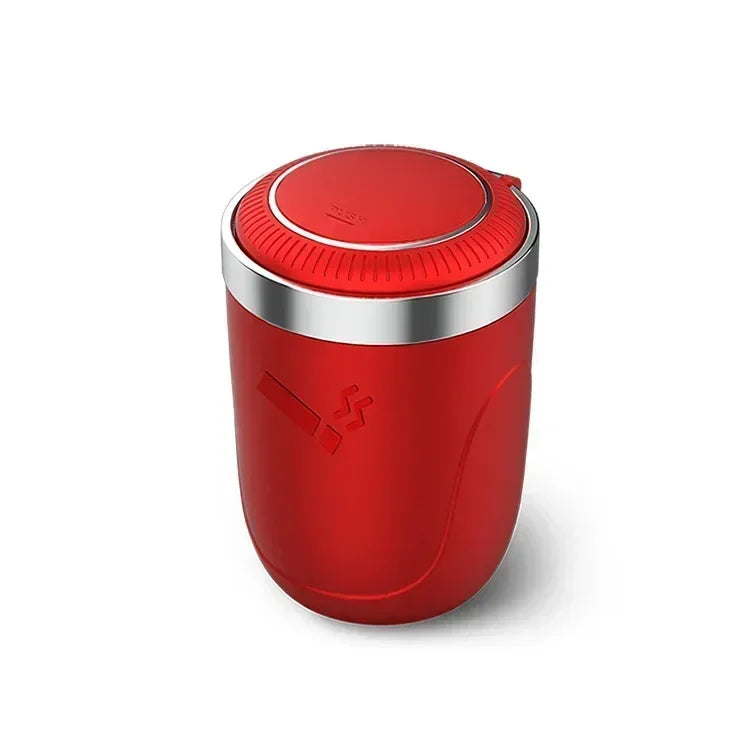 🚗 Car Ashtray with Lid – Smell-Proof Portable Ashtray Cup with Blue LED Light &amp; Fireproof Shell | One-Touch Open Auto Accessory