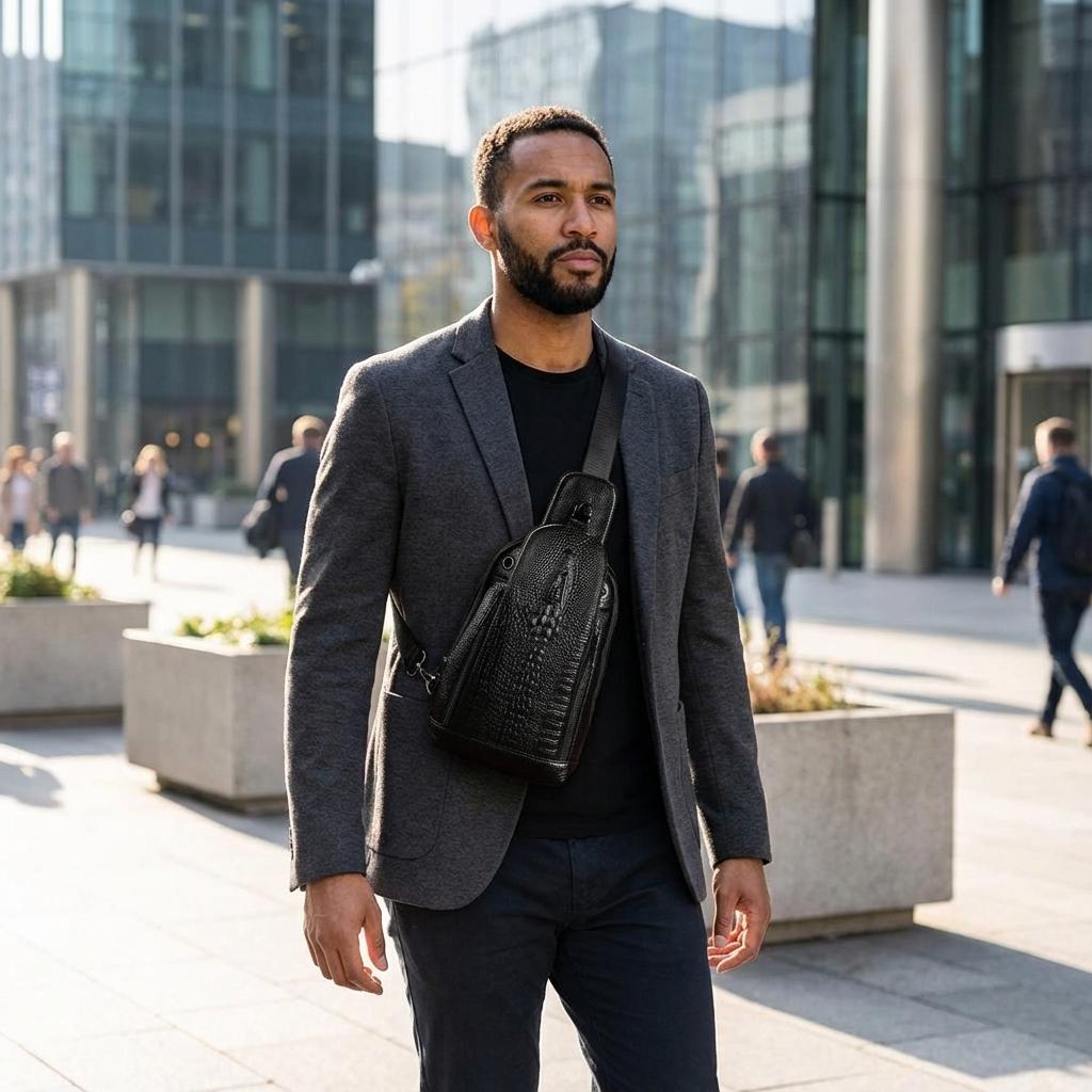 Crocodile Leather Sling Bag – Refined & Luxurious