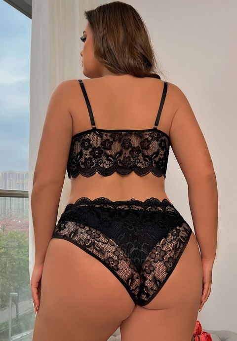 Plus Size Black Only For A Night Bra Set
