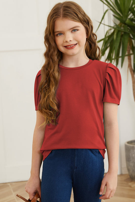 Round Neck Puff Sleeve T-Shirt - Luminous Bear Shop