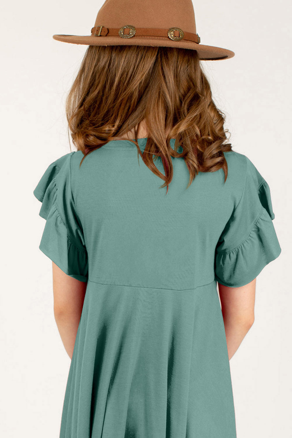 Round Neck Petal Sleeve Dress - Luminous Bear Shop
