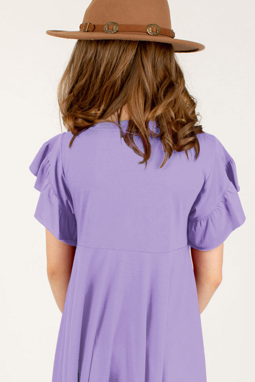 Round Neck Petal Sleeve Dress - Luminous Bear Shop