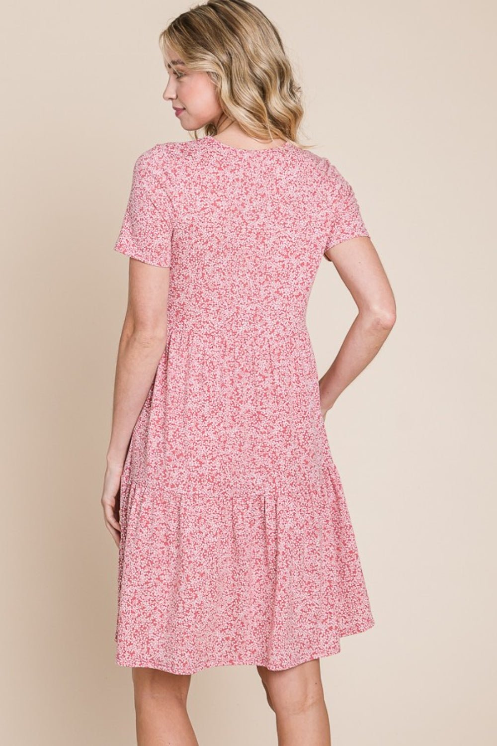 BOMBOM Printed Short Sleeve Mini Dress - Luminous Bear