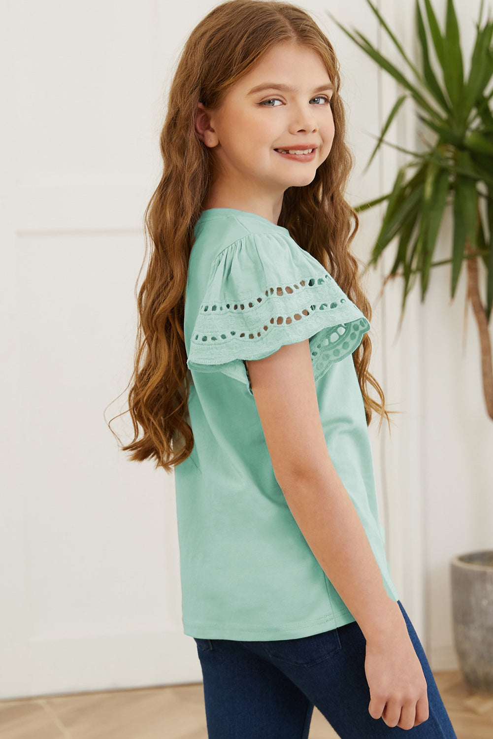 Round Neck Flutter Sleeve T-Shirt - Luminous Bear Shop